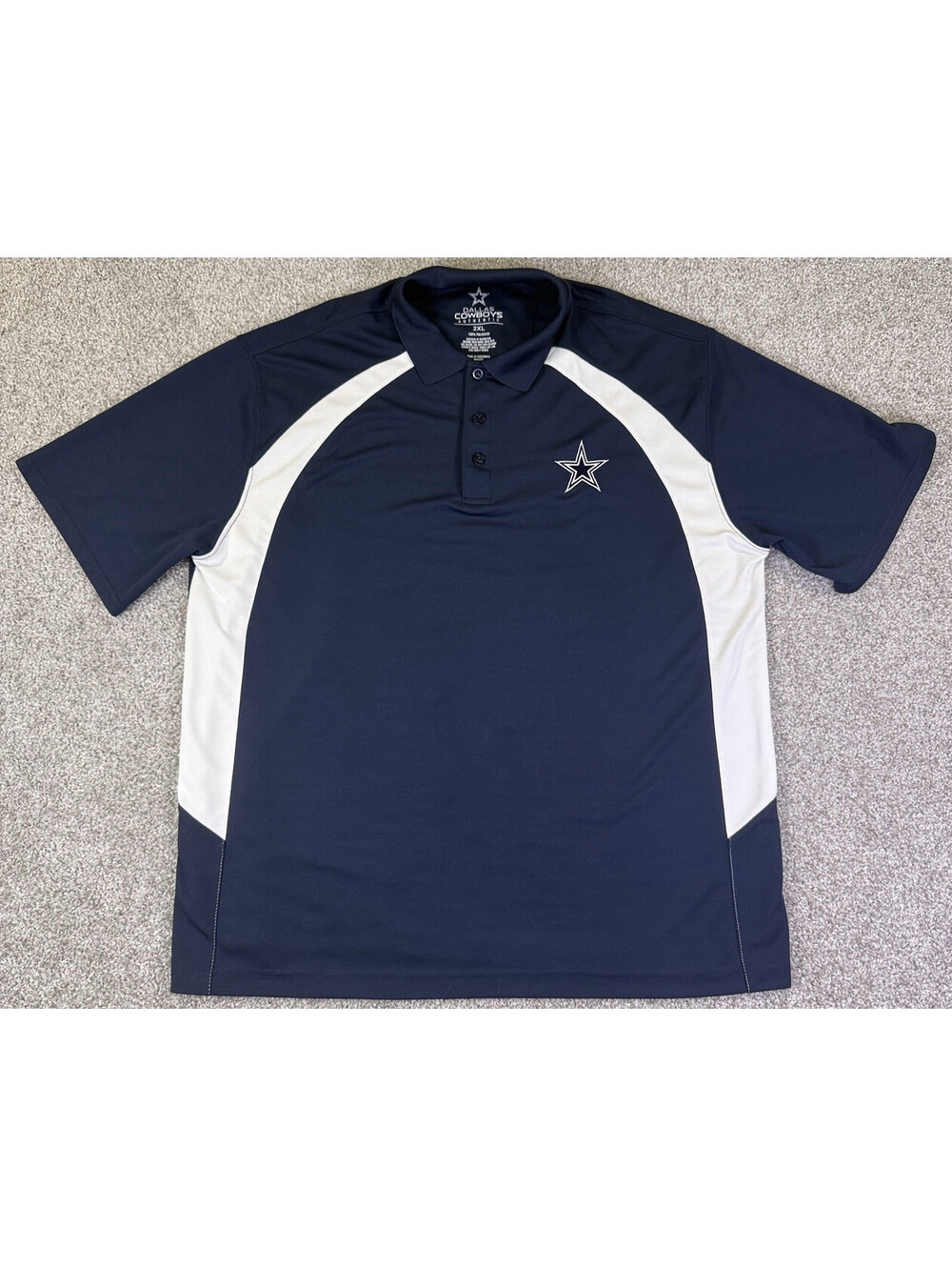 NFL Authentic Dallas Cowboys Men’s 2XL Short Sleeved Polo Shirt BL/WH Football